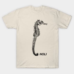 Minimalist Black and White Seahorse Print T-Shirt